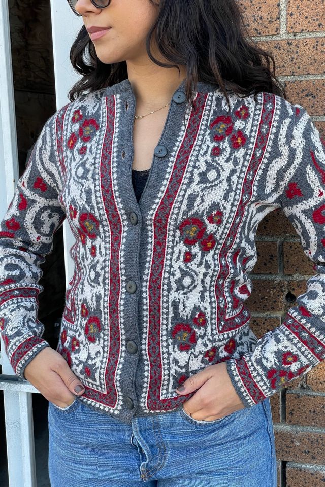 Vintage 1960's Catalina Jacquard Knit Sweater Cardigan selected by FernMercantile #2