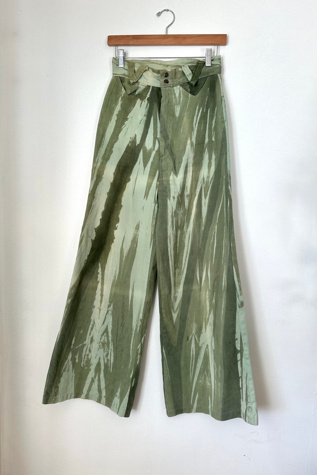 Vintage 1970s Green Marbled Wide Leg Pants Selected by Grievous Angel Vintage