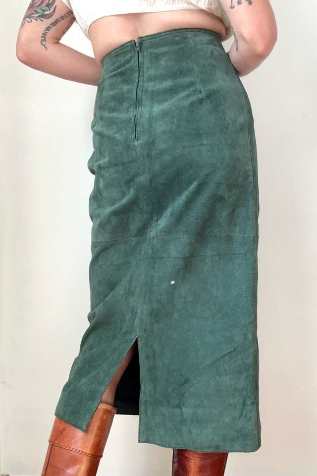 Vintage 1990s Green Suede Skirt Selected by Grievous Angel Vintage #1