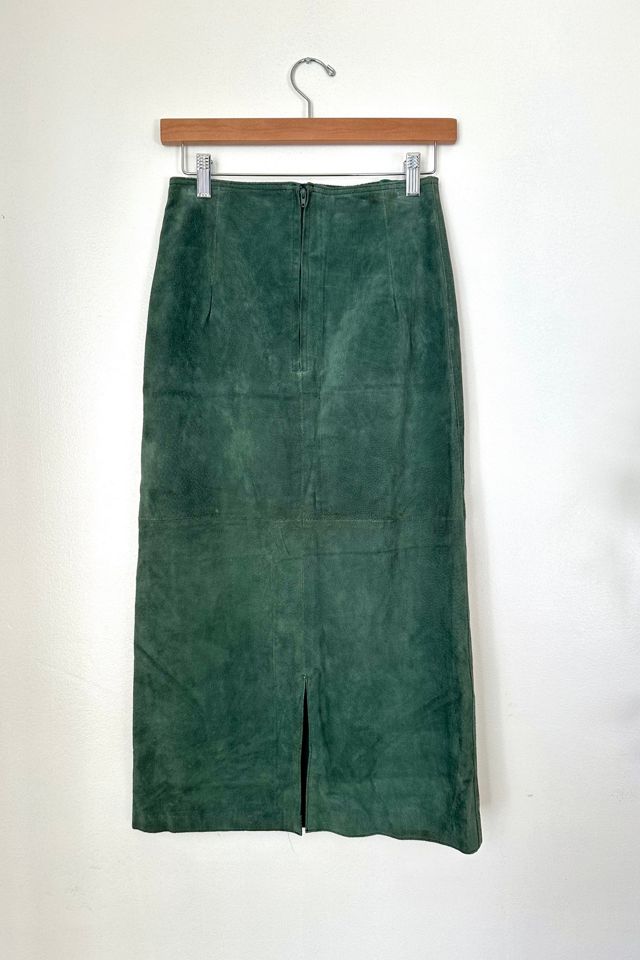 Vintage 1990s Green Suede Skirt Selected by Grievous Angel Vintage #3