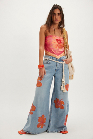 We The Free Palisades Wide-Leg Jeans at Free People in Flower Power, Size: 31