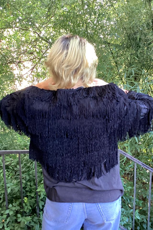 Vintage 1980s Black Fringed Bolero Jacket Selected by Cherry #1