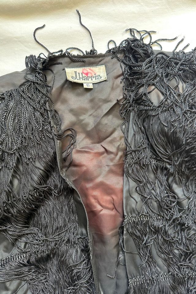 Vintage 1980s Black Fringed Bolero Jacket Selected by Cherry #3