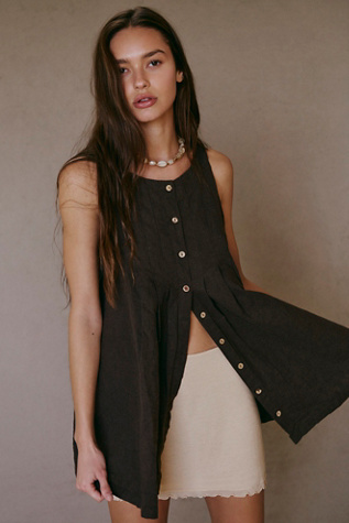 Cielo Cotton-Linen Tunic By free-est At Free People In Double Espresso, Size: Small