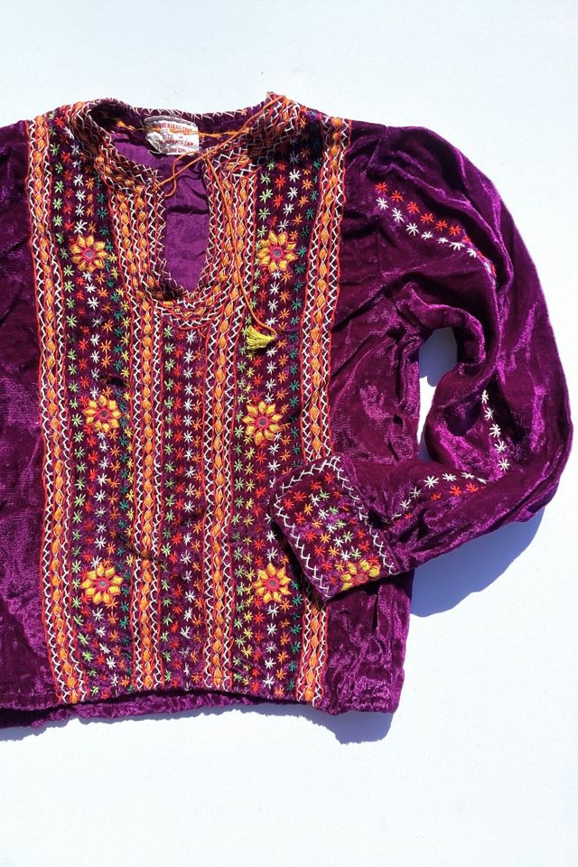 Vintage 1960s Embroidered Velvet Top Selected by Cherry #1