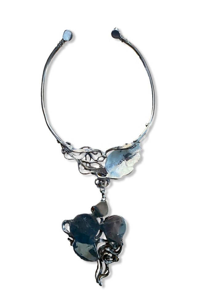 1980s Brutalist Sterling Silver And Lapis Choker Necklace Selected By Ritual Vintage #3