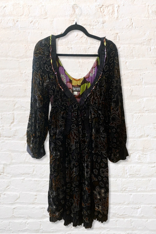 1990s Tracy Feith Flocked Velvet Décollatage Dress Selected By Ritual Vintage