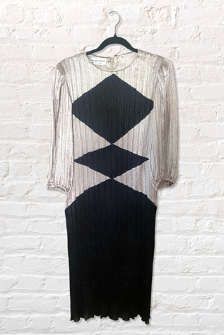 1980s Crystal Pleated Graphic Midi Selected By Ritual Vintage