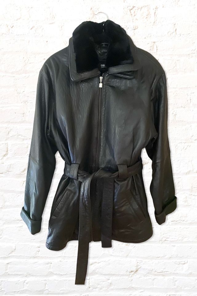 1990s Black Leather Thinsulate Winter Trench Jacket Selected By Ritual Vintage #3