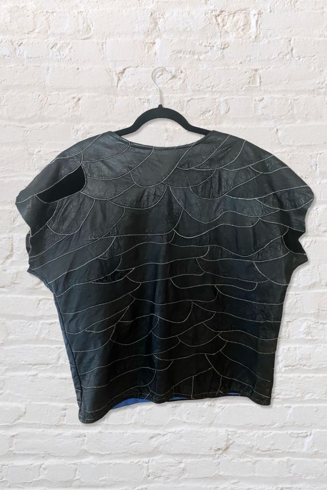 1980s Patchwork Leather Mixed Media Top Selected By Ritual Vintage #1