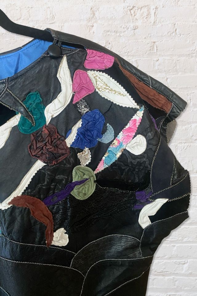 1980s Patchwork Leather Mixed Media Top Selected By Ritual Vintage #2