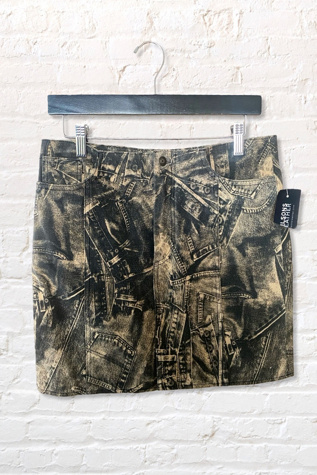 Y2K Denim Jeans Photo Print Suede Mini Skirt Selected By Ritual Vintage