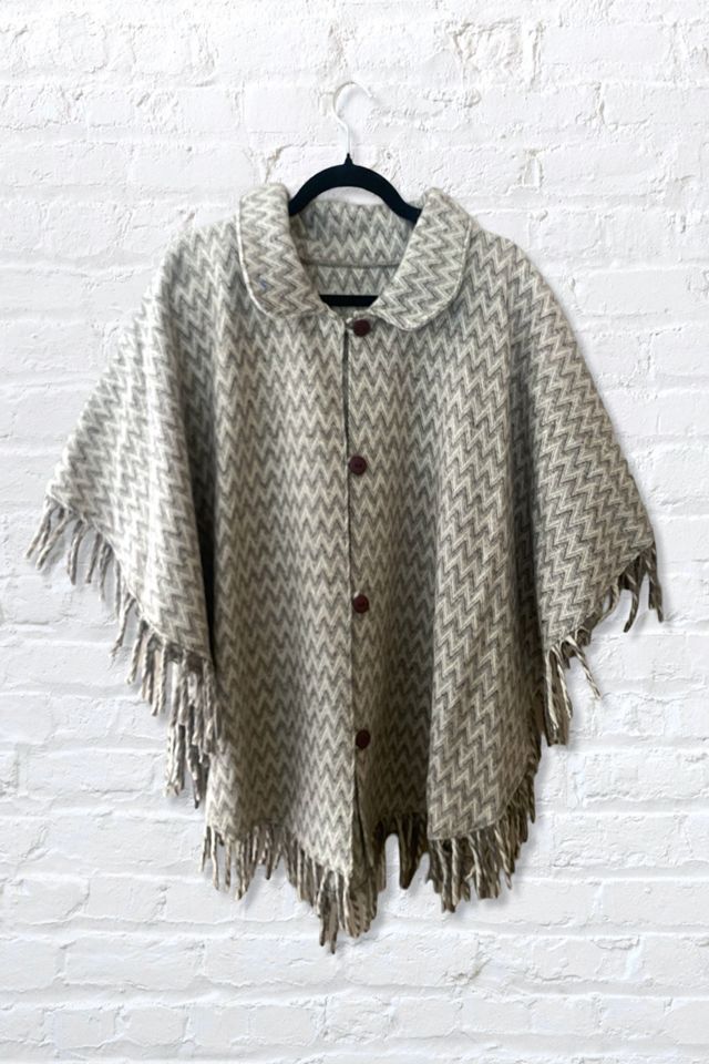 1970s Zig Zag Wool Fringe Poncho Selected By Ritual Vintage #2
