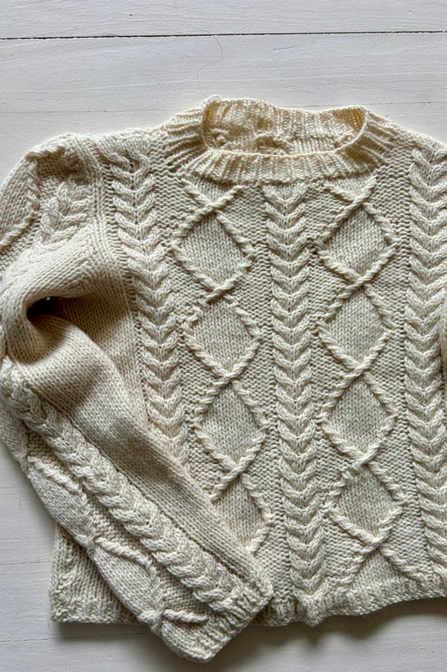 Hand Knit Cropped Puff Sleeve Cable Knit Selected By Atlantic Vintage #1