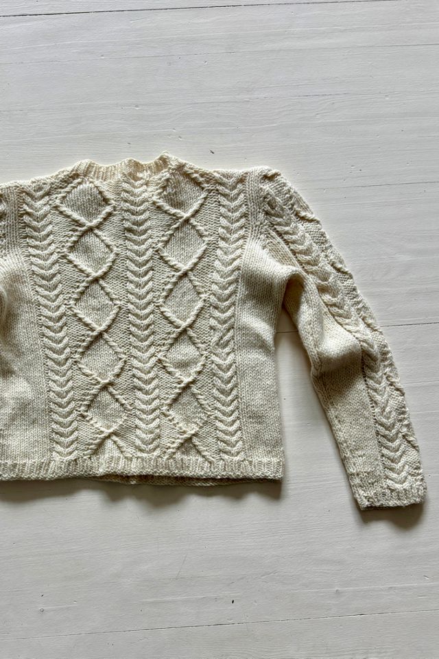 Hand Knit Cropped Puff Sleeve Cable Knit Selected By Atlantic Vintage #2