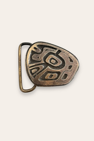 Vintage 1970's Brutalist Brass Belt Buckle Selected By Afterlife Boutique