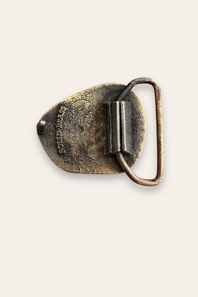 Vintage 1970's Brutalist Brass Belt Buckle Selected By Afterlife Boutique #1