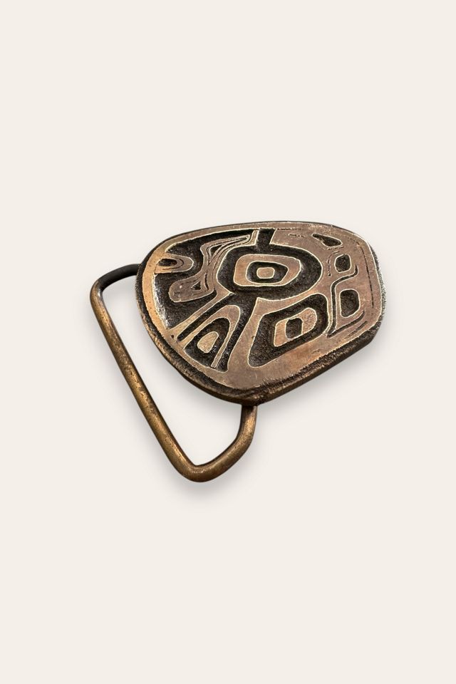 Vintage 1970's Brutalist Brass Belt Buckle Selected By Afterlife Boutique #3