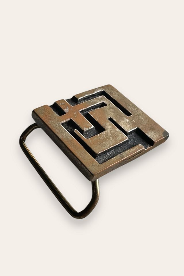 Vintage 1970's Brutalist Art Brass Belt Buckle Selected By Afterlife Boutique #2