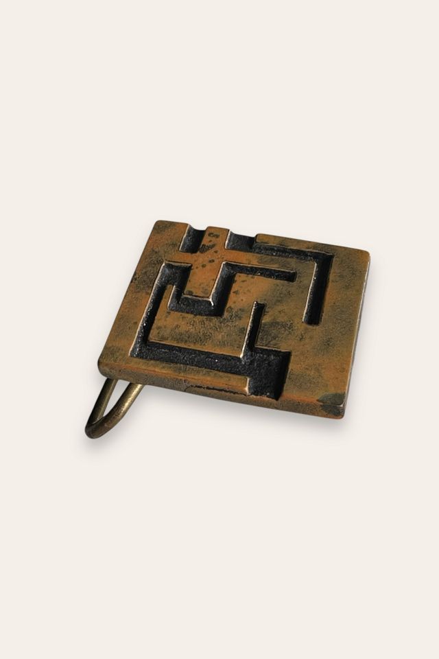 Vintage 1970's Brutalist Art Brass Belt Buckle Selected By Afterlife Boutique #3