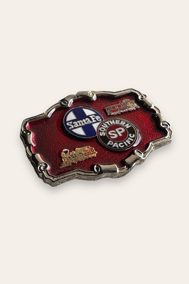 Vintage 1980's Enamel Santa Fe Railroad Belt Buckle Selected By Afterlife Boutique #3