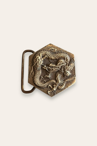 Vintage 1970's Dragon Brass Belt Buckle Selected By Afterlife Boutique