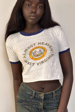 Vintage 1970's Almost Heaven Cropped T-Shirt Selected By Afterlife Boutique