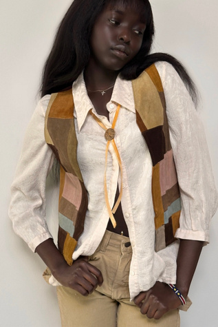 Vintage 1960's Suede Patchwork Vest Selected By Afterlife Boutique
