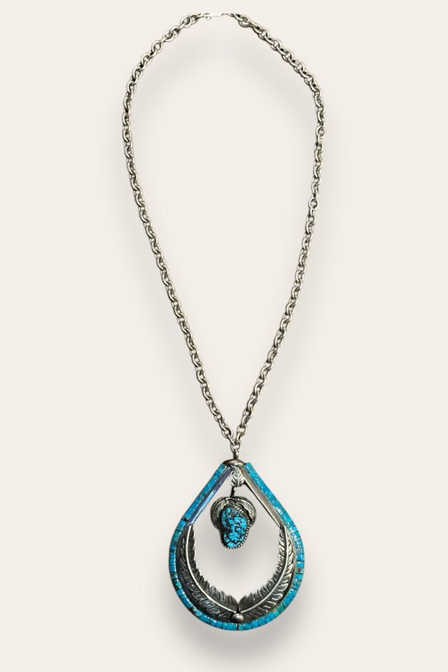 Vintage 1970's Sterling Silver and Turquoise Statement Necklace Selected By Afterlife Boutique #2
