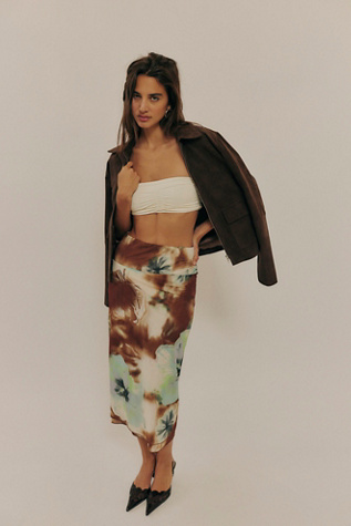 Sunset Mesh Midi Skirt by Free People in Green, Size: S