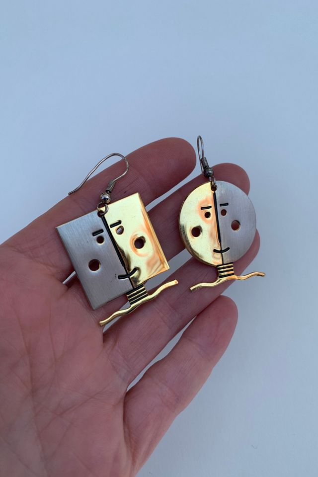 Vintage 1980s Geometric Face Earrings Selected by SharpLilTeeth #1