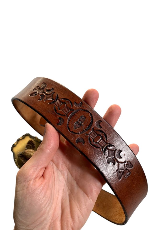 Vintage 1970s Tooled Leather Pheasant Belt Selected by SharpLilTeeth #2