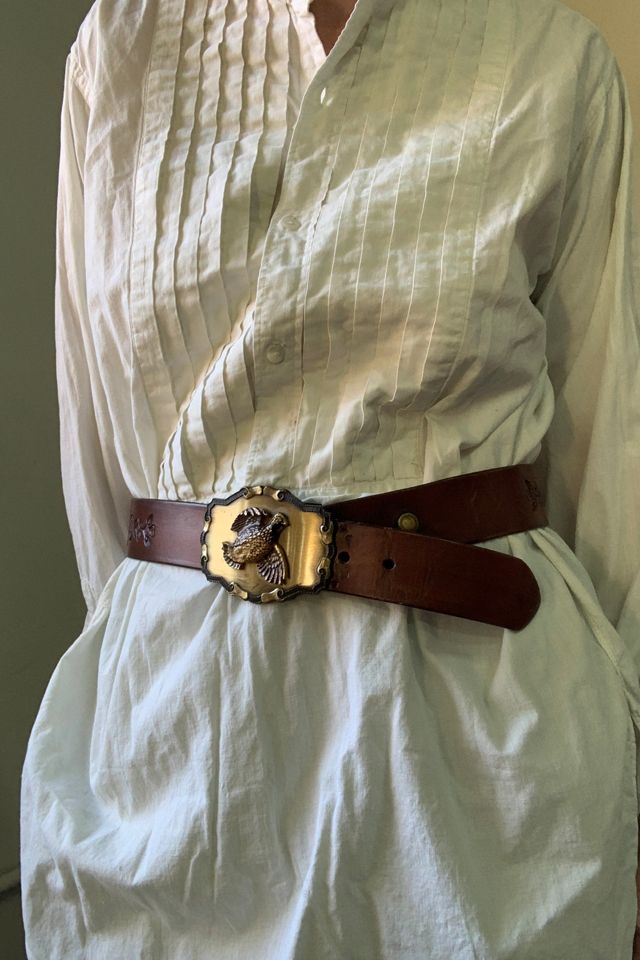 Vintage 1970s Tooled Leather Pheasant Belt Selected by SharpLilTeeth #3