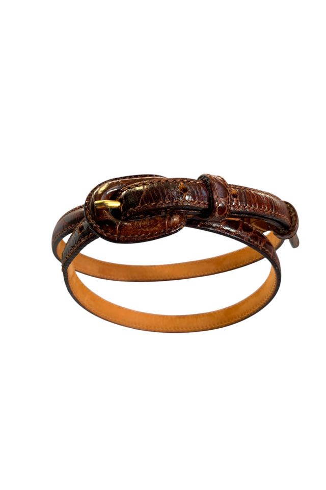 Vintage Embossed Leather Skinny Belt Selected by SharpLilTeeth #1
