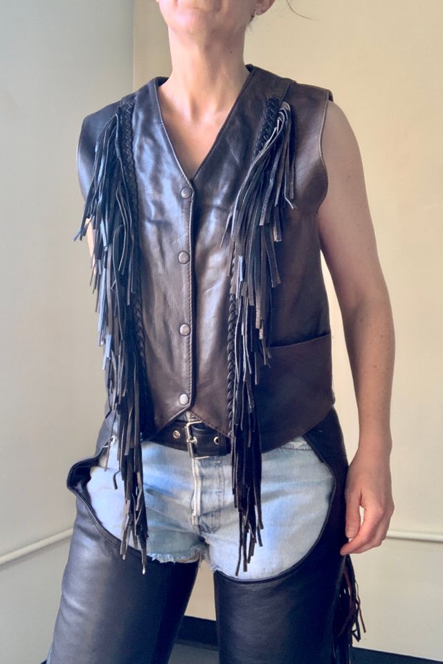Vintage Fringed Leather Snap Vest Selected by SharpLilTeeth #2