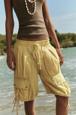 We The Free Sundown Parachute Shorts at Free People in Yellow, Size: M