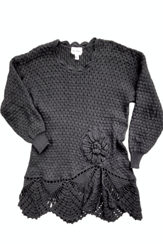 1990's Von Saken Crochet Tunic Sweater Selected by Garbage Soup