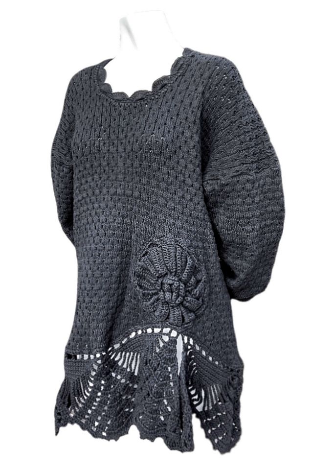1990's Von Saken Crochet Tunic Sweater Selected by Garbage Soup #1