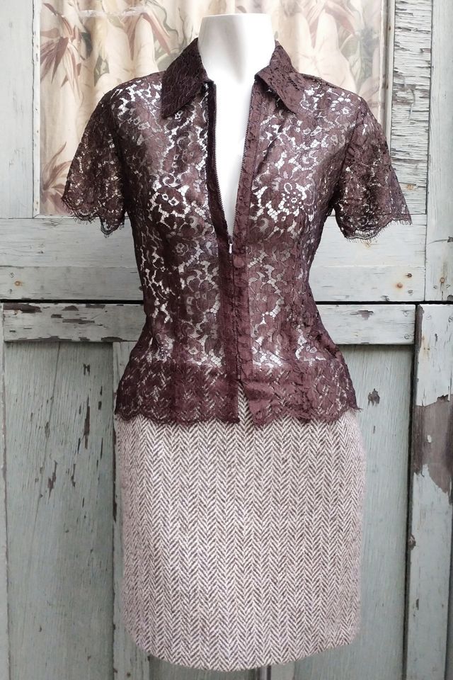 1990's Zip Front Lace Top Selected by Garbage Soup #1