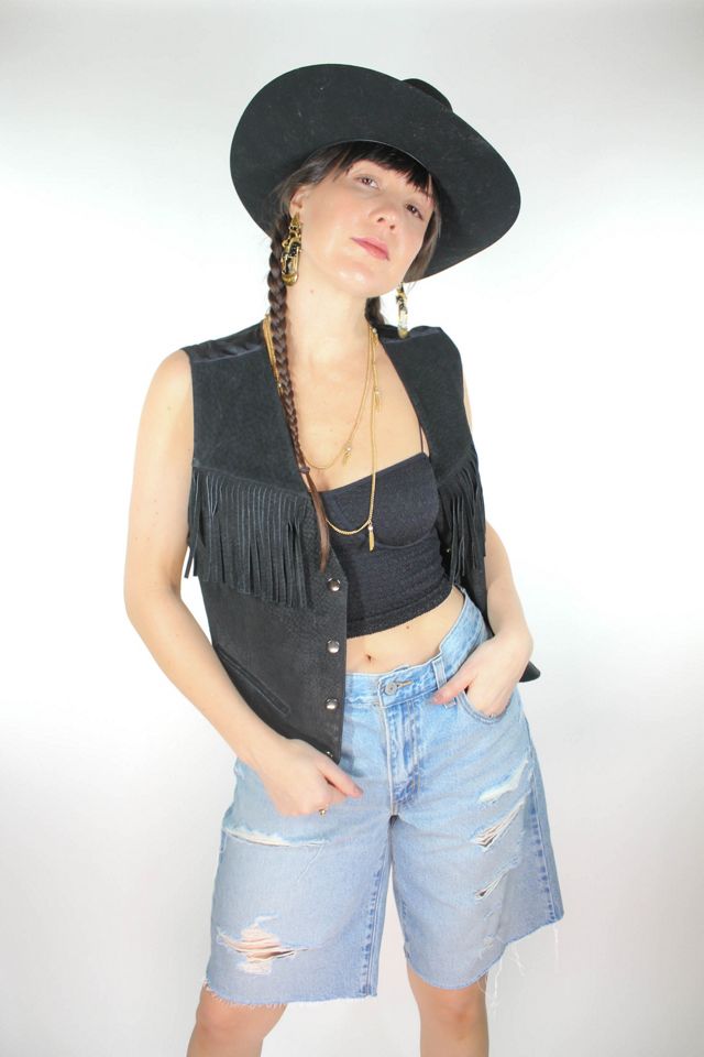 Vintage Black Suede Western Fringe Vest Selected By Moons + Junes Vintage #3