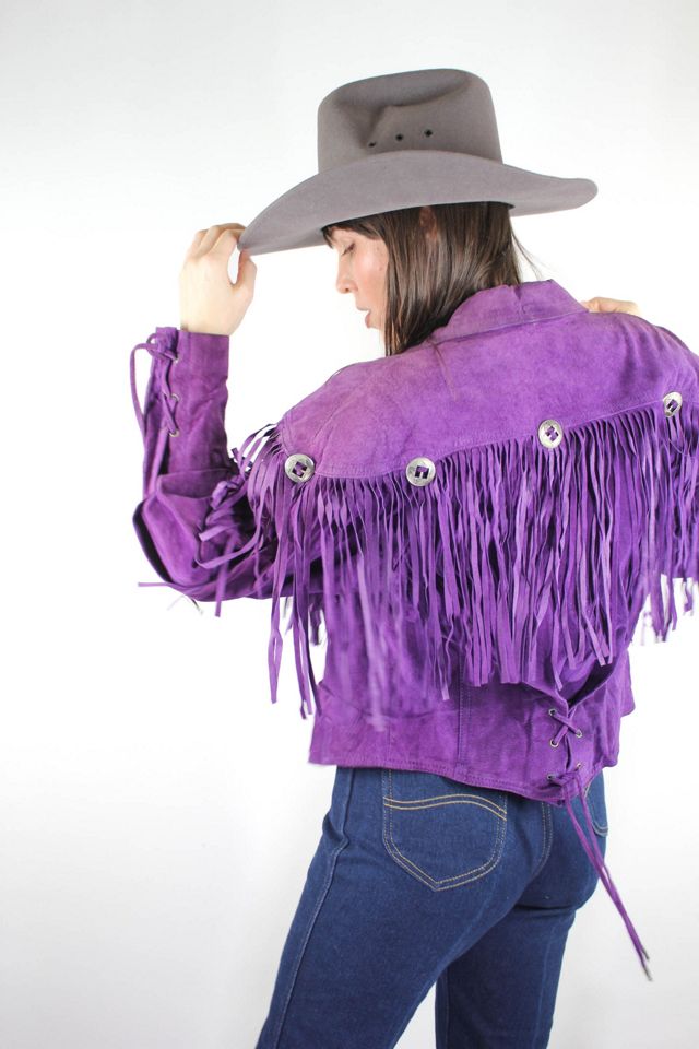 Vintage Purple Western Fringe  Suede Jacket Selected By Moons + Junes Vintage #1