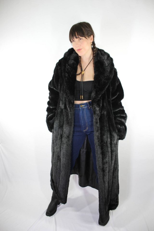 Vintage Reversible Black Leather Faux Fur Trench Coat Selected By Moons + Junes Vintage #1