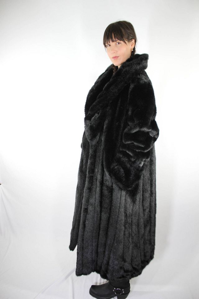 Vintage Reversible Black Leather Faux Fur Trench Coat Selected By Moons + Junes Vintage #3