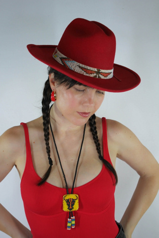 Vintage Beaded Western Bull Bolo Tie Necklace Selected By Moons + Junes Vintage