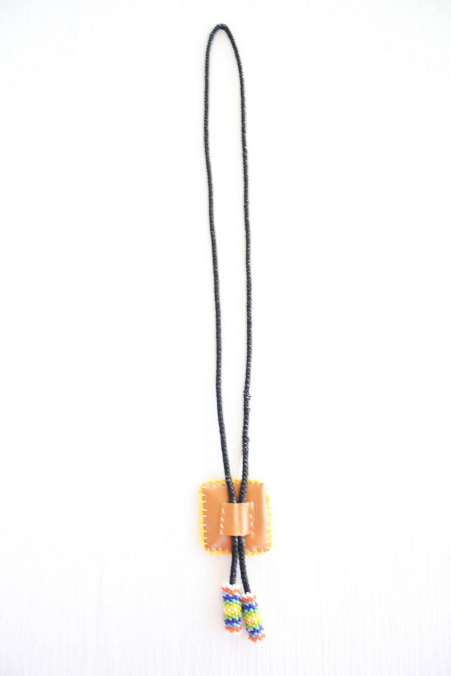 Vintage Beaded Western Bull Bolo Tie Necklace Selected By Moons + Junes Vintage #3