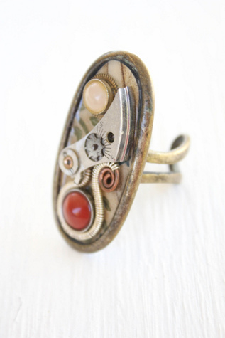 Vintage Steampunk Gears Statement Ring Selected By Moons + Junes Vintage