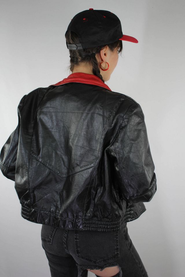 1980s Black & Red Leather Moto Jacket Selected By Moons + Junes Vintage #2