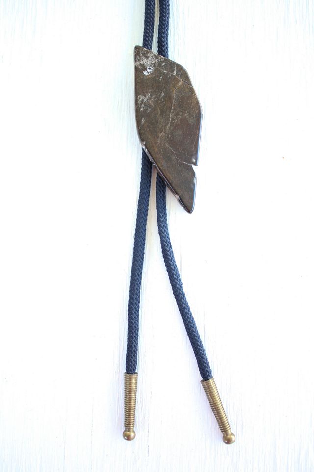 Vintage Green Jasper Gemstone Western Bolo Tie Selected By Moons + Junes Vintage #1