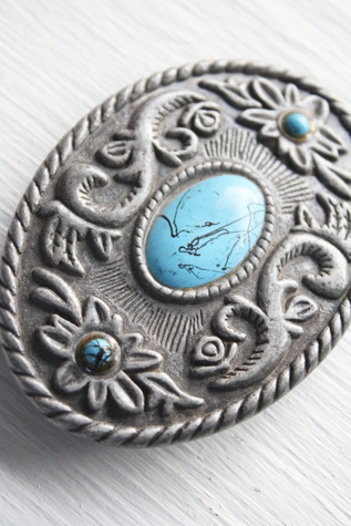 Женский ремень Moons + Junes Vintage Italian Vintage Turquoise Stone Western Silver Belt Buckle Selected, цвет: Серебряный — фото 3