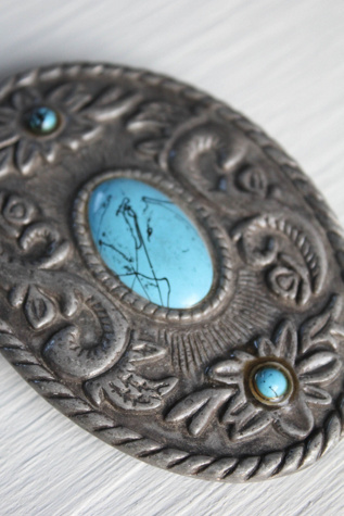 Женский ремень Moons + Junes Vintage Italian Vintage Turquoise Stone Western Silver Belt Buckle Selected, цвет: Серебряный — фото 4